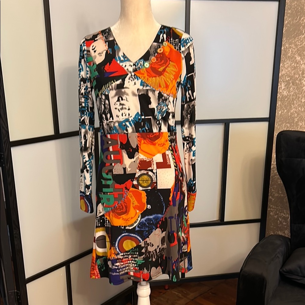 Vibrant Long Sleeve Graphic Dress